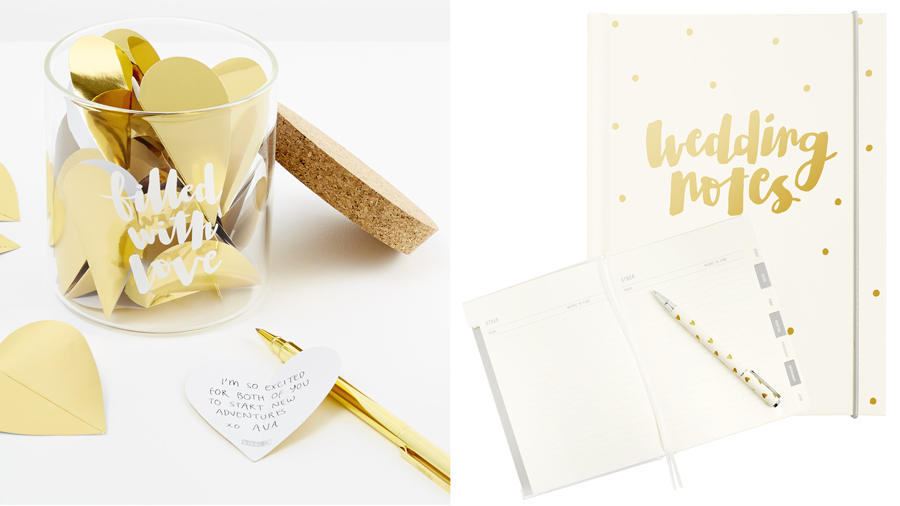 スウェーデンデザインの文具 ゴールドハートに愛を込めるメッセージジャー 花嫁のための究極のウェディングノート Charmey